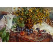 Painting - The still life with figs - Nelina Trubach-Moshnikova