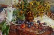Painting - The still life with figs - Nelina Trubach-Moshnikova